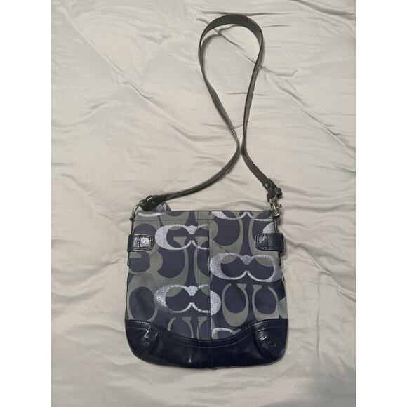COACH crossbody bag authentic blue with silver - Picture 2 of 11